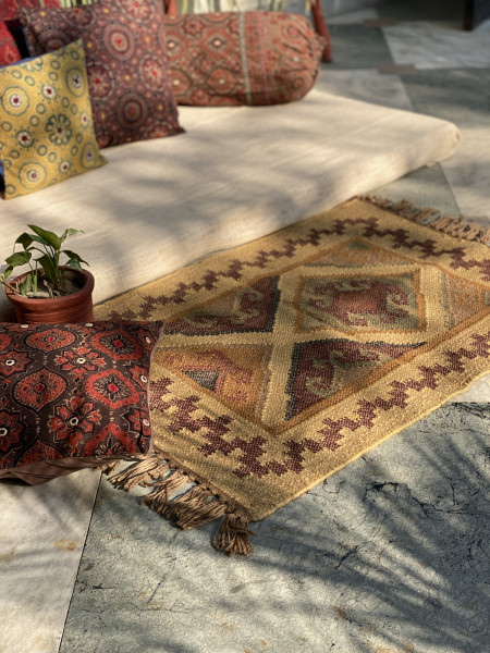 MULTI COLOUR WOOL & JUTE KILIM HAND WOVEN DURRIE