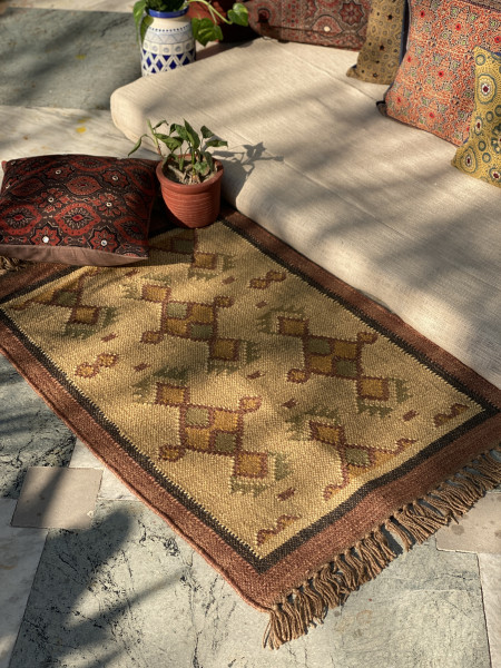 MULTI COLOUR WOOL & JUTE KILIM HAND WOVEN DURRIE