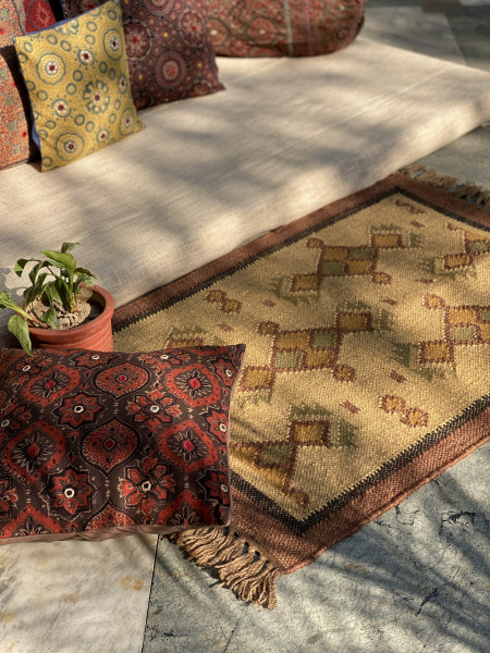 MULTI COLOUR WOOL & JUTE KILIM HAND WOVEN DURRIE