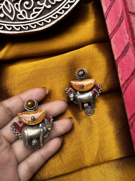 BRASS & FABRIC Handcrafted EARRINGS
