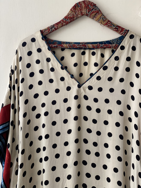 OFF WHITE AJRAKH HAND BLOCK MODAL SILK KAFTAN