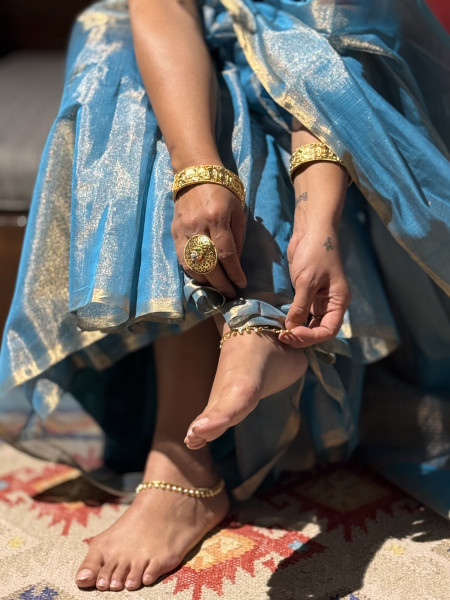 'SAMRIDDHI' SKY BLUE ZARI WOVEN MAHESHWARI SILK  SARI