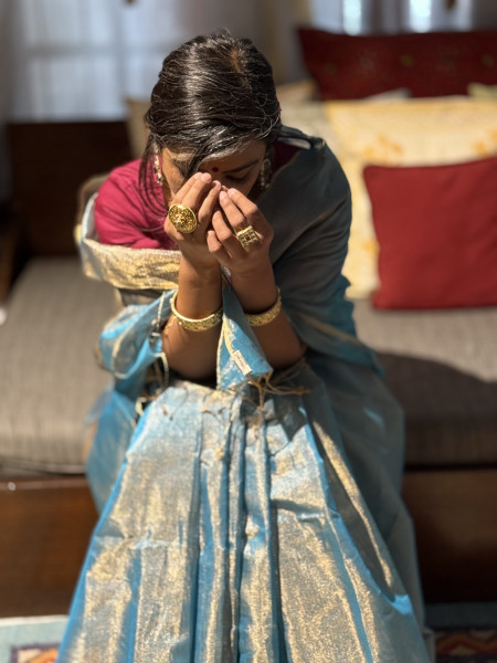 'SAMRIDDHI' SKY BLUE ZARI WOVEN MAHESHWARI SILK  SARI