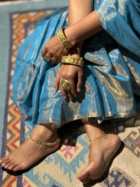 'SAMRIDDHI' SKY BLUE ZARI WOVEN MAHESHWARI SILK  SARI