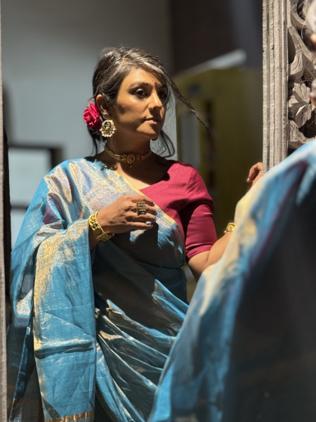 'SAMRIDDHI' SKY BLUE ZARI WOVEN MAHESHWARI SILK  SARI