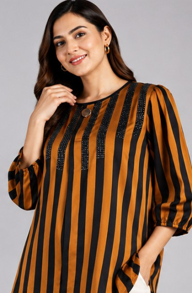Mustard & Black Striped Stone Work Top