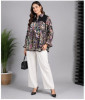 Black Printed Cotton Mul Shirt for Women
