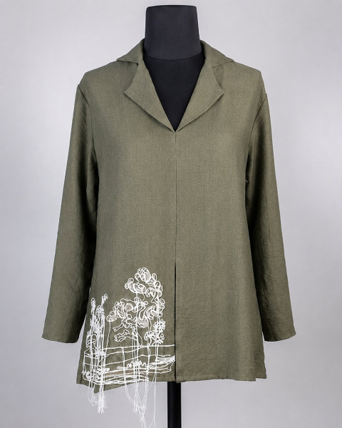 Olive Green Embroidered Tunic Top