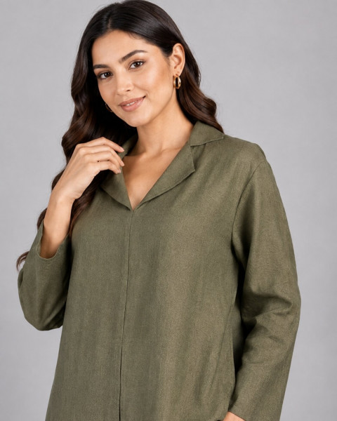 Olive Green Embroidered Tunic Top