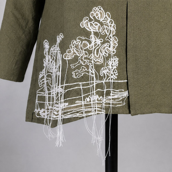 Olive Green Embroidered Tunic Top
