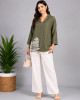 Olive Green Embroidered Tunic Top