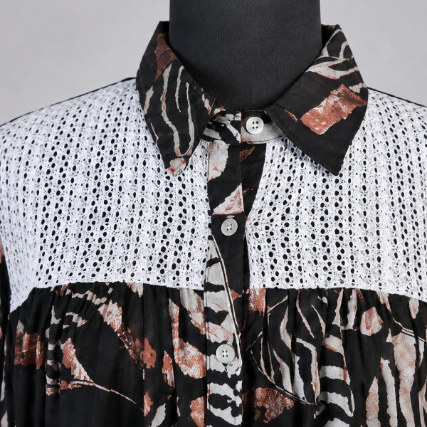 Black and Brown Animal Printed Full Sleaves-Shirt