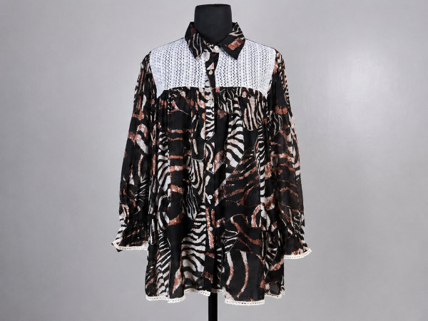 Black and Brown Animal Printed Full Sleaves-Shirt