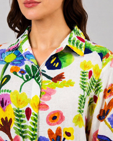 Multicolour Floral Printed Relaxed Shirt Top