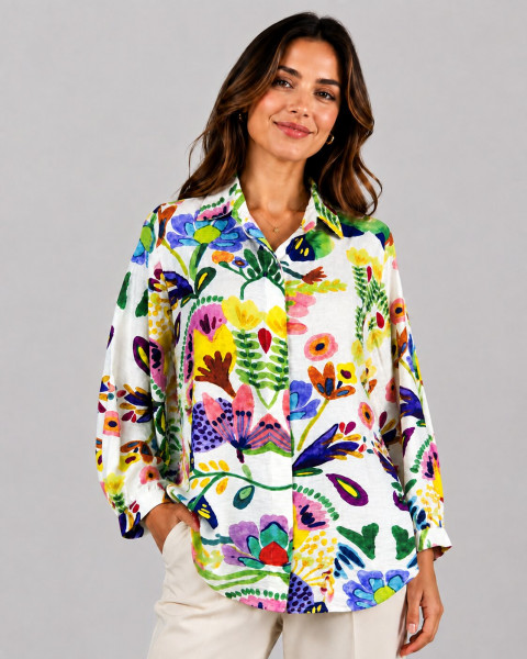 Multicolour Floral Printed Relaxed Shirt Top