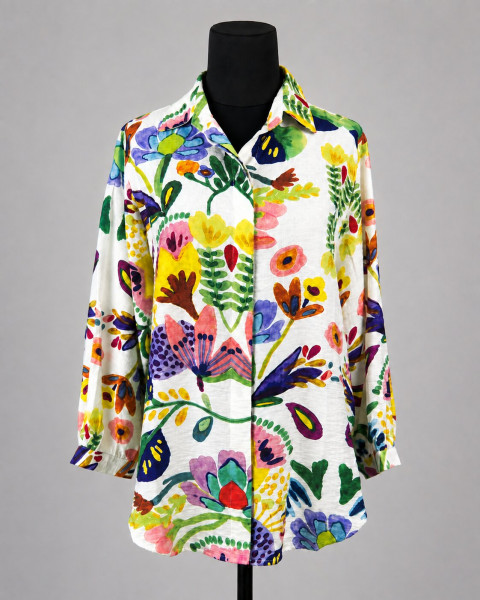 Multicolour Floral Printed Relaxed Shirt Top
