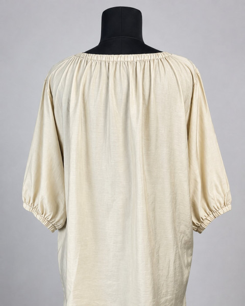 Beige Floral Embroidered Balloon Sleeve Top