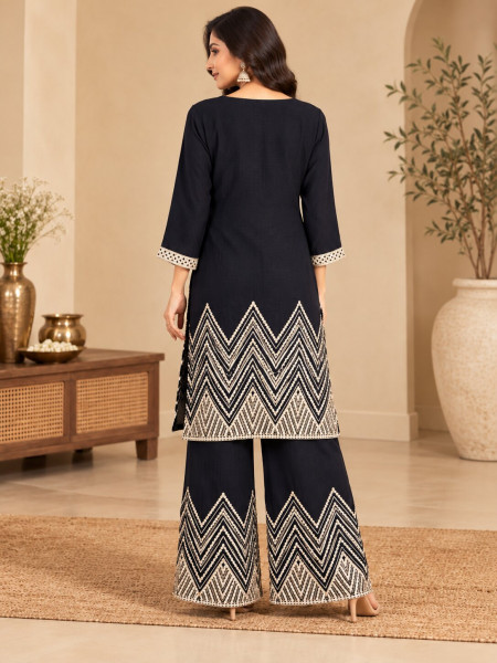 Midnight Elegance Embroidered Co-Ord Set