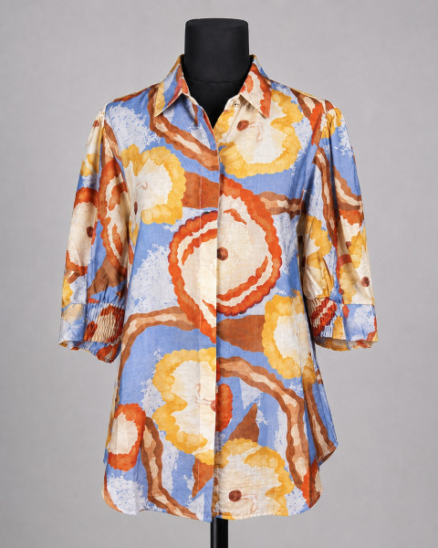 Multicolour Abstract Printed Cotton Mul Shirt Top