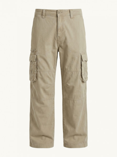 Men's Beige Cargo Pants with Multiple Utility Pockets | Relaxed Fit Casual Cargo Trousers