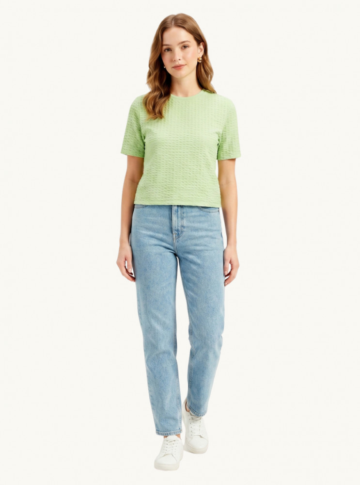 Image of Women's Mint Green Textured Short Sleeve Top