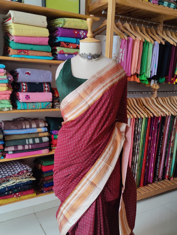 Image of Ilkal saree | Maroon