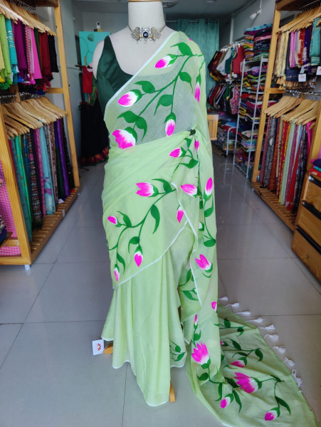 Handpainted Mul Saree