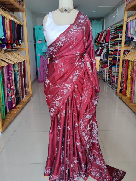 Blended Silk Kantha Stitch Saree