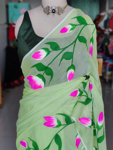 Handpainted Mul Saree