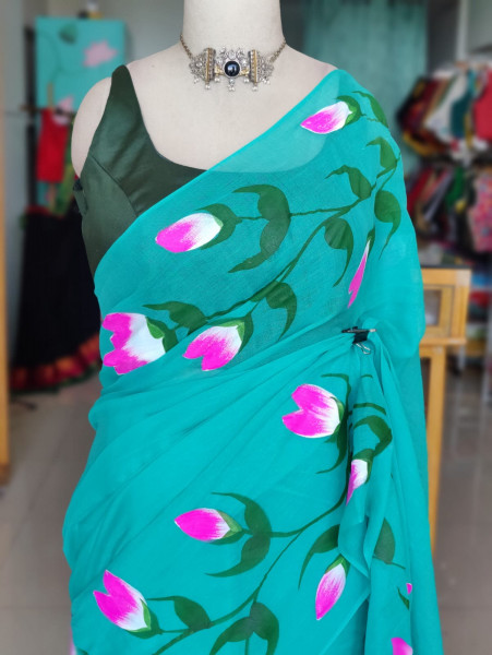 Handpainted Mul Saree