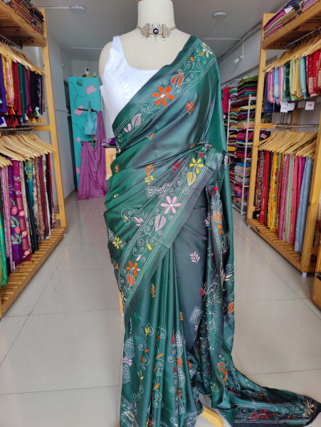 Blended Silk Kantha Stitch Saree