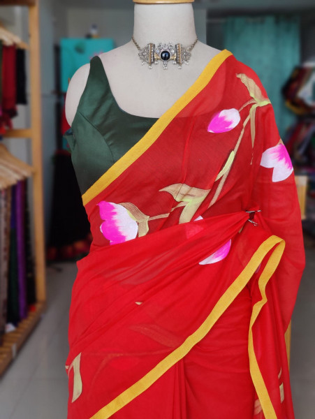 Handpainted Mul Saree
