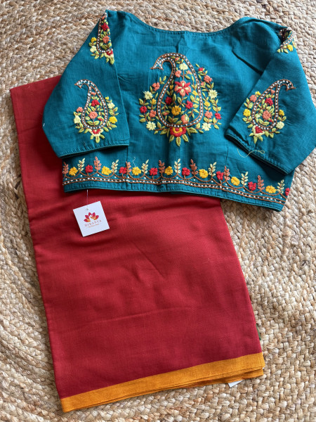 Cotton Saree with handwork Blouse
