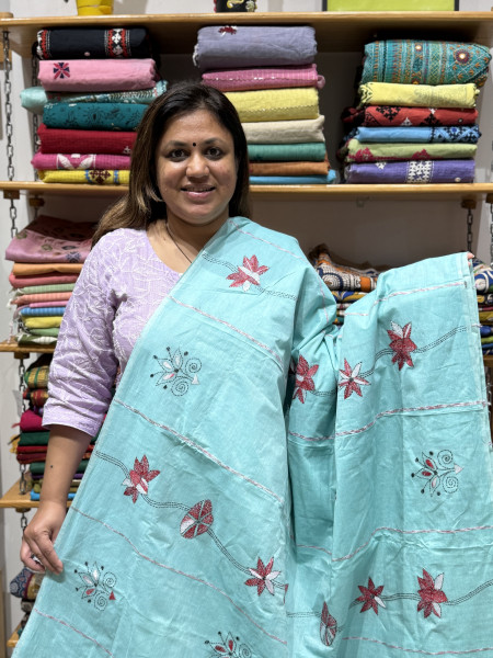 Khesh Cotton Kantha Stitch Saree