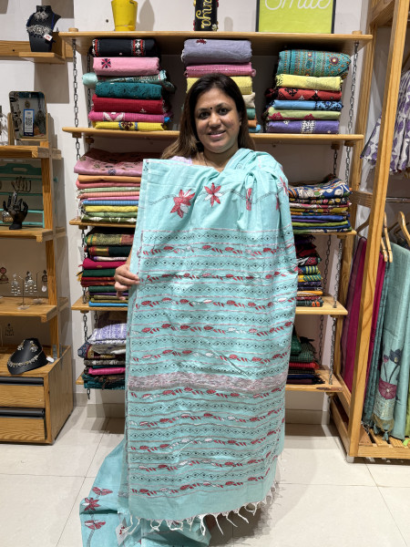 Khesh Cotton Kantha Stitch Saree