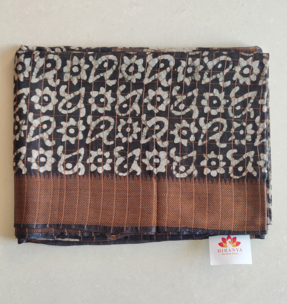 Blended Cotton Saree - Black