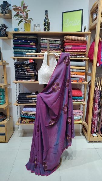 Mul Cotton Saree - Purple