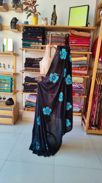Mul Cotton Saree - Black