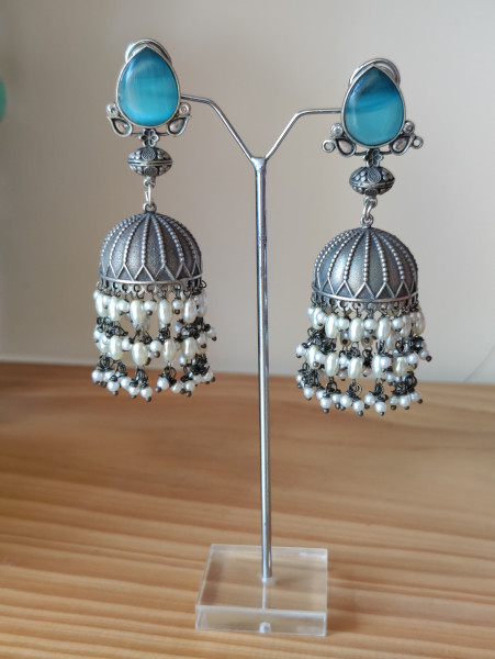 Blue Stone Jhumka
