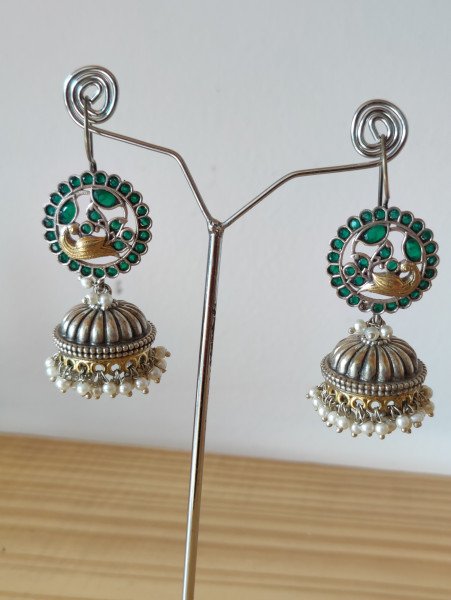 Peacock Jhumka Green