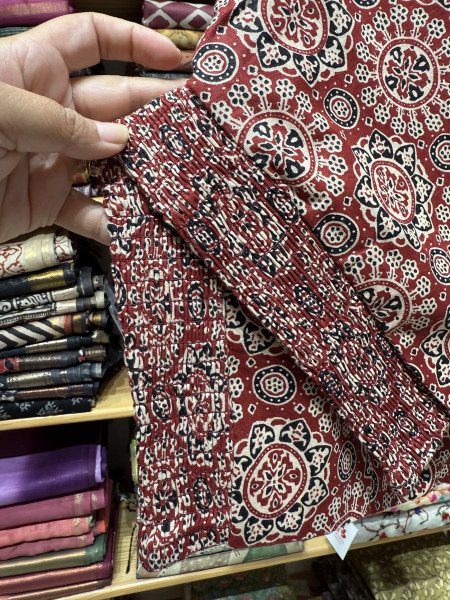 Stretchable Blouse - Maroon Ajrakh print -size 40 to 44