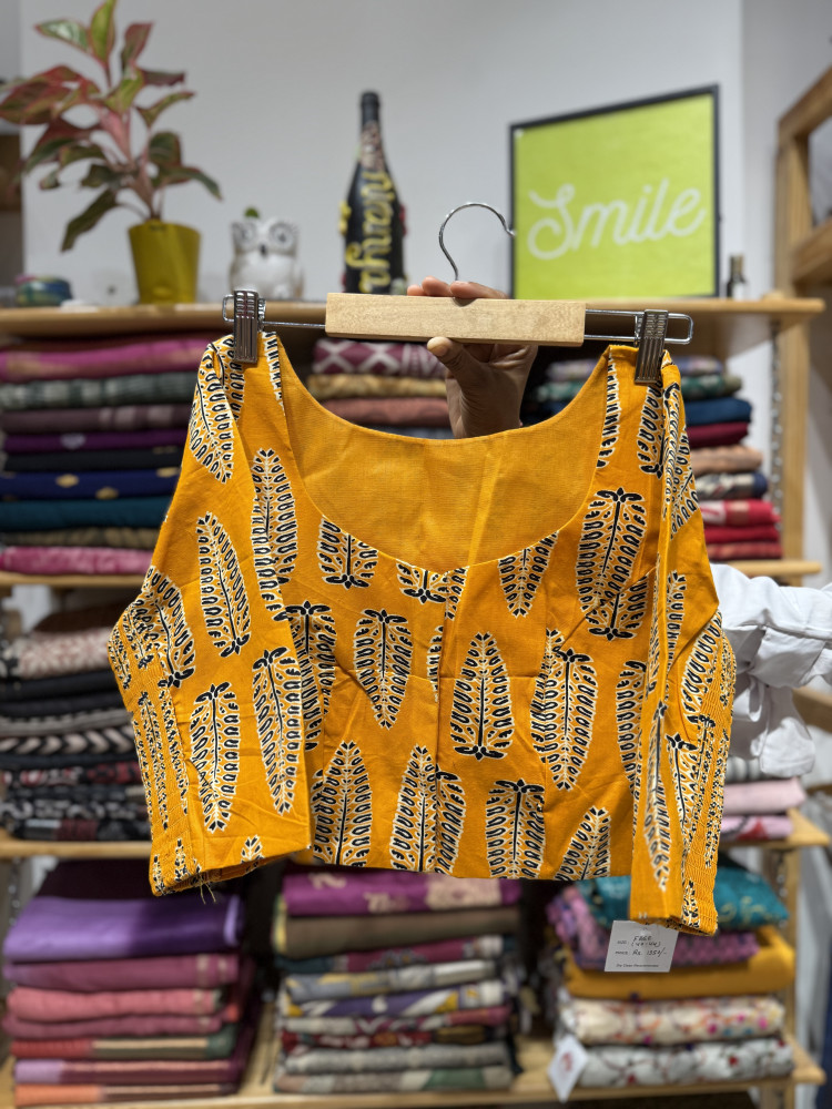 Image of Stretchable Blouse - Yellow -Free Size 40 to 44