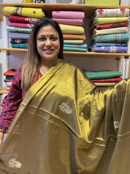 Tissue Mul Zardosi Saree