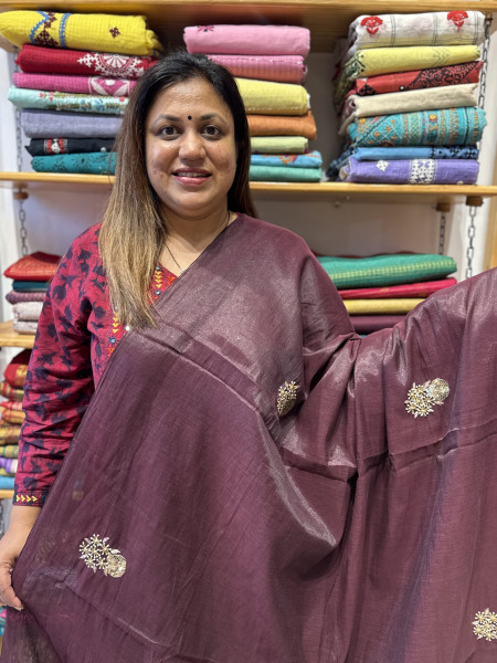 Tissue Mul Zardosi Saree