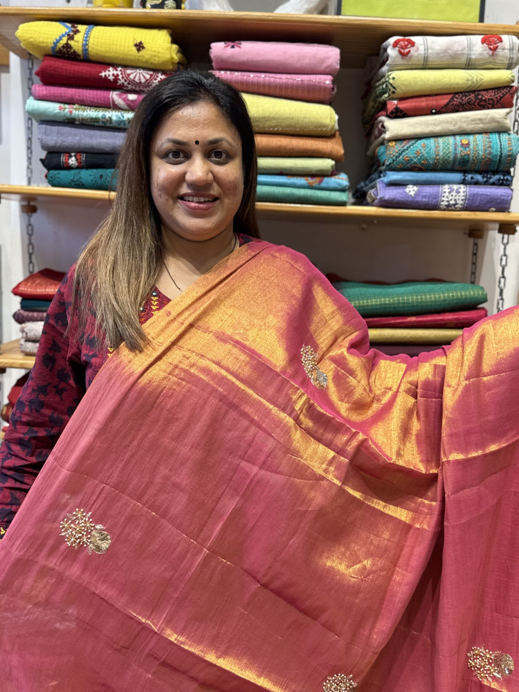 Image of Tissue Mul Zardosi Saree