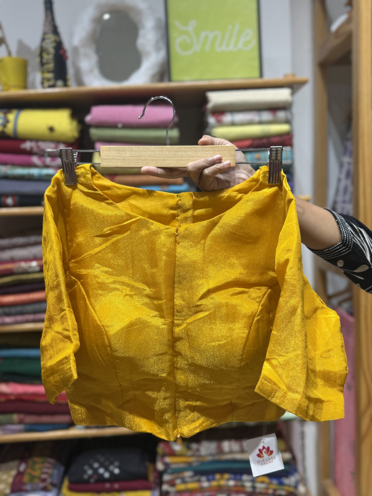 Image of Tissue Zipper Free Size Padded Blouse- yellow
