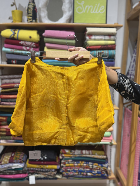 Tissue Zipper Free Size Padded Blouse- yellow