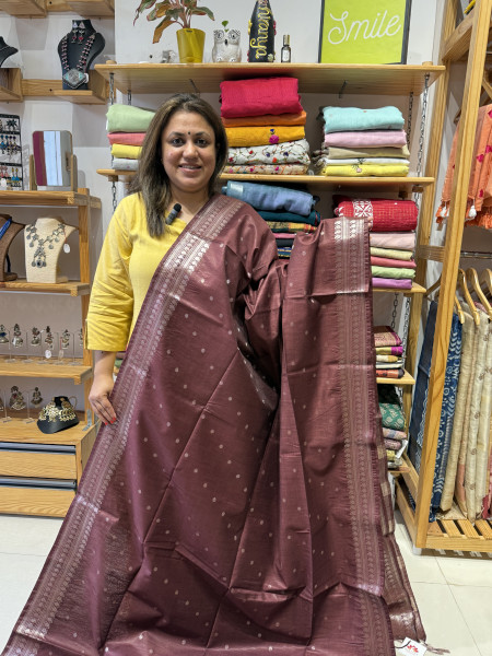 Zari Motifs wine colour Saree