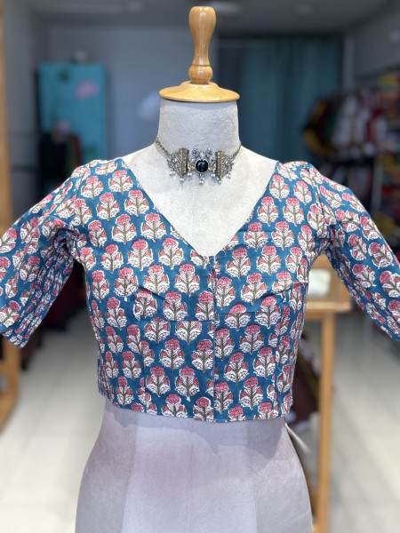 Size 36- Printed Stretchable Blouse
