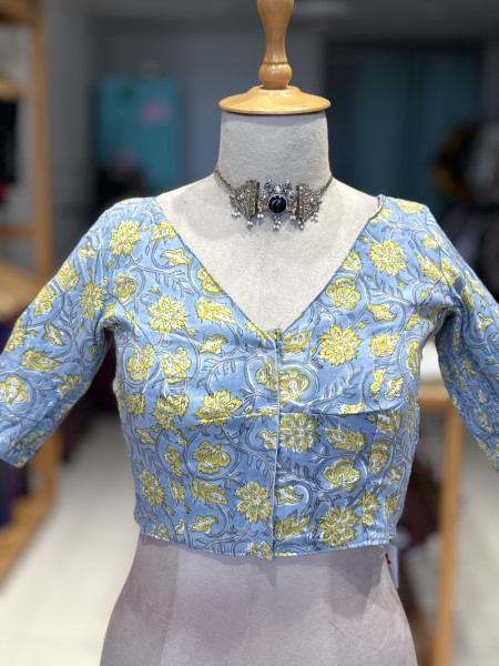 Size 36- Printed Stretchable Blouse